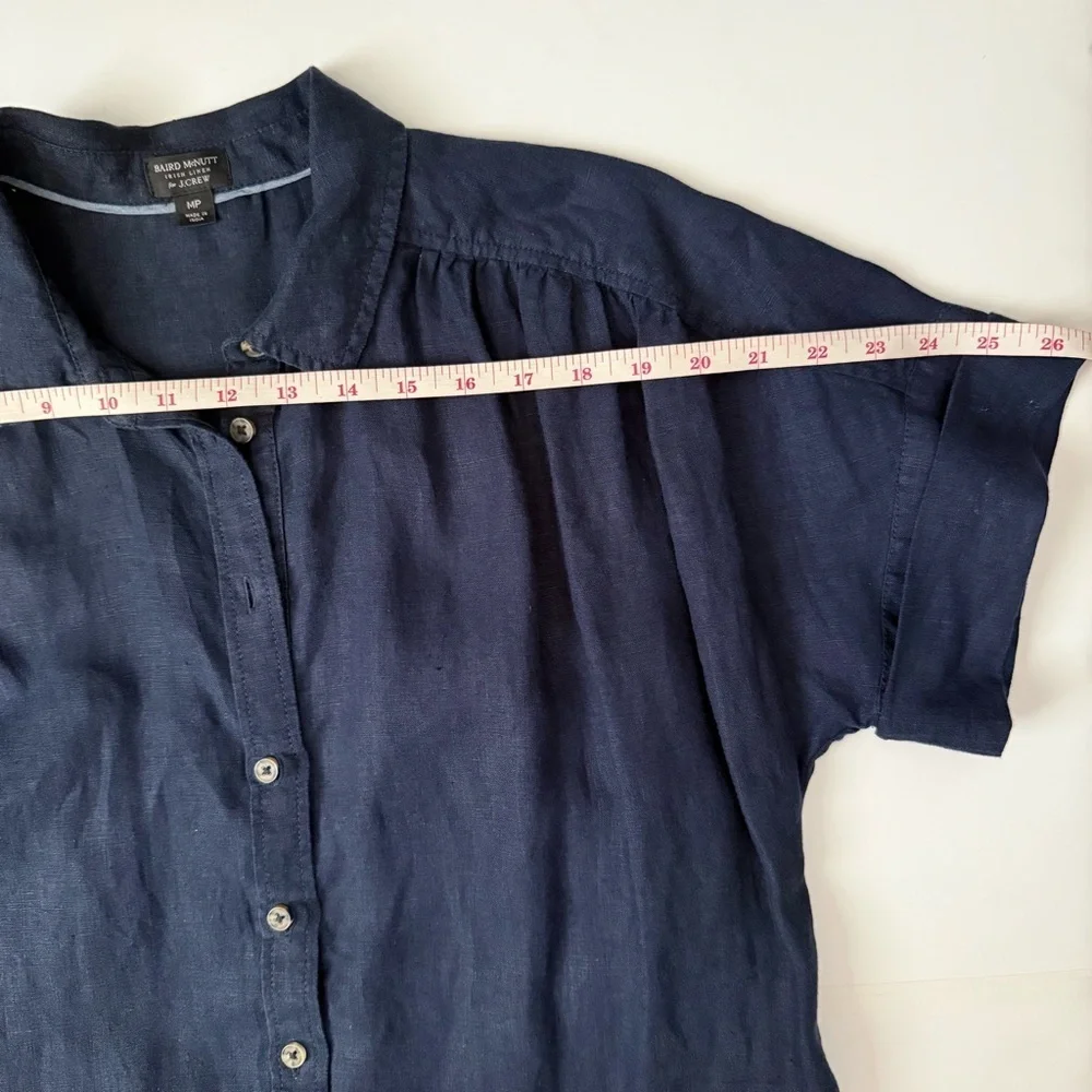 J.Crew Relaxed Linen Shirt Dress Navy Medium Petite - Picture 5 of 8